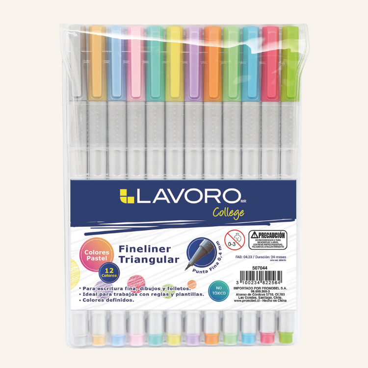 LAPICERAS DE FIBRA 0,4MM 12 COLORES COLORES PASTEL