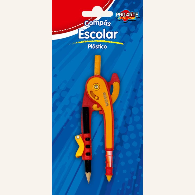 BLISTER COMPAS PROARTE PLASTICO CON PUNTA DE SEGURIDAD