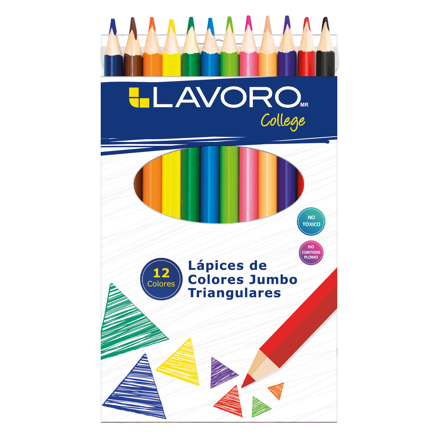 LAPICES DE COLORES JUMBO TRIANGULAR 12 COLORES LAVORO