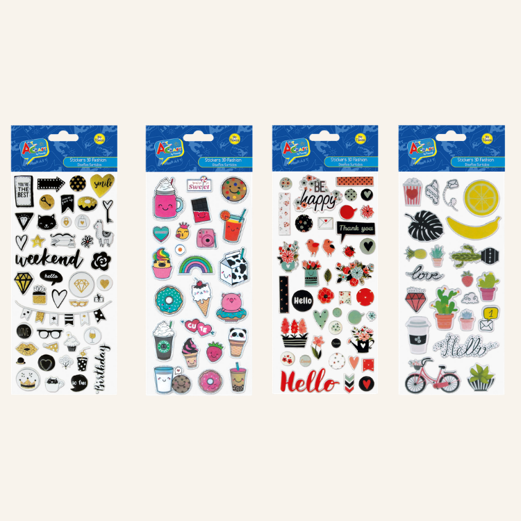 STICKER 3D FASHION SURTIDOS