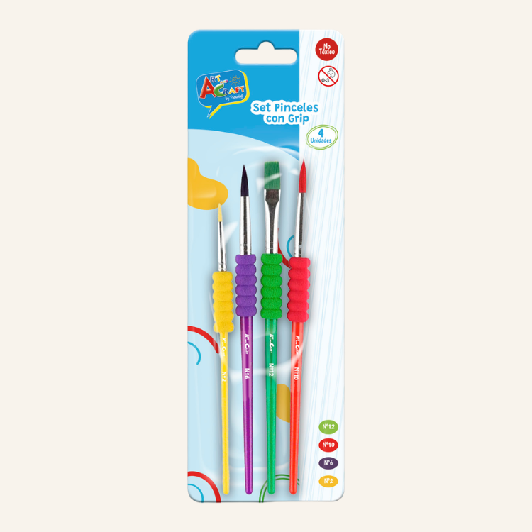 SET 4 PINCELES CON GRIP N° 2-6-10-12