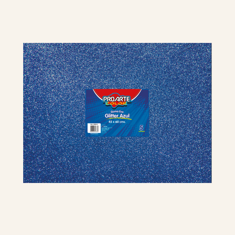 GOMA EVA PROARTE GLITTER 45x60cm AZUL Bo.5 PLIEGOS