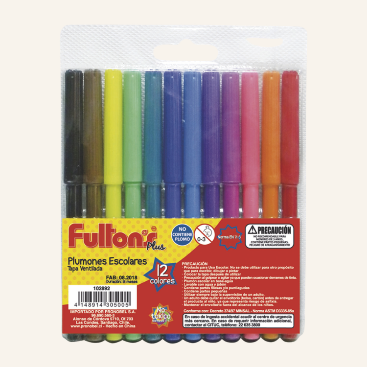 PLUMON DELGADO 12 COLORES FULTONS
