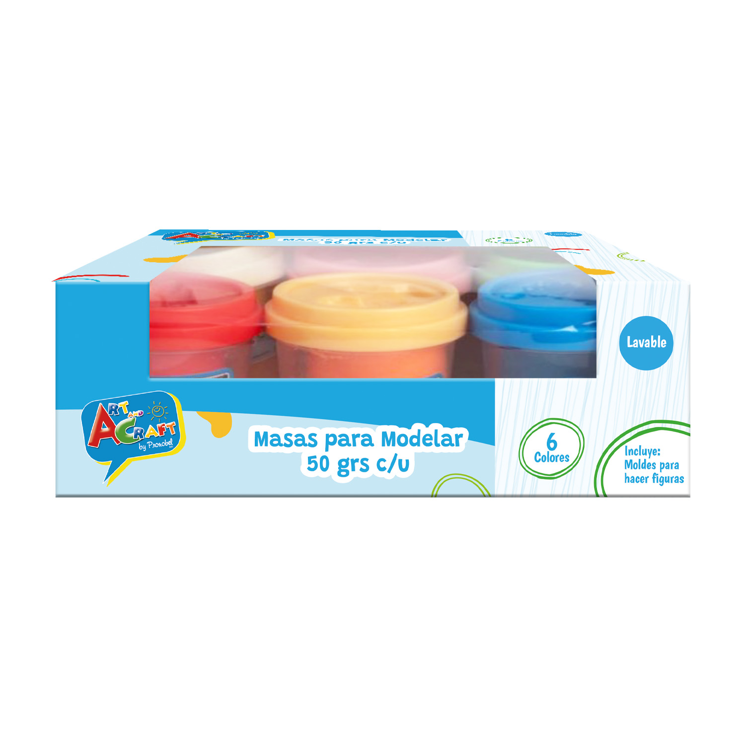 MASA PARA MODELAR 6 POTE 50GR COLORES SURTIDOS ART AND CRAFT