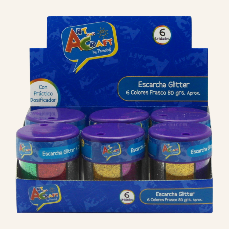 ESCARCHA 6 COLORES 80 GR FRASCO