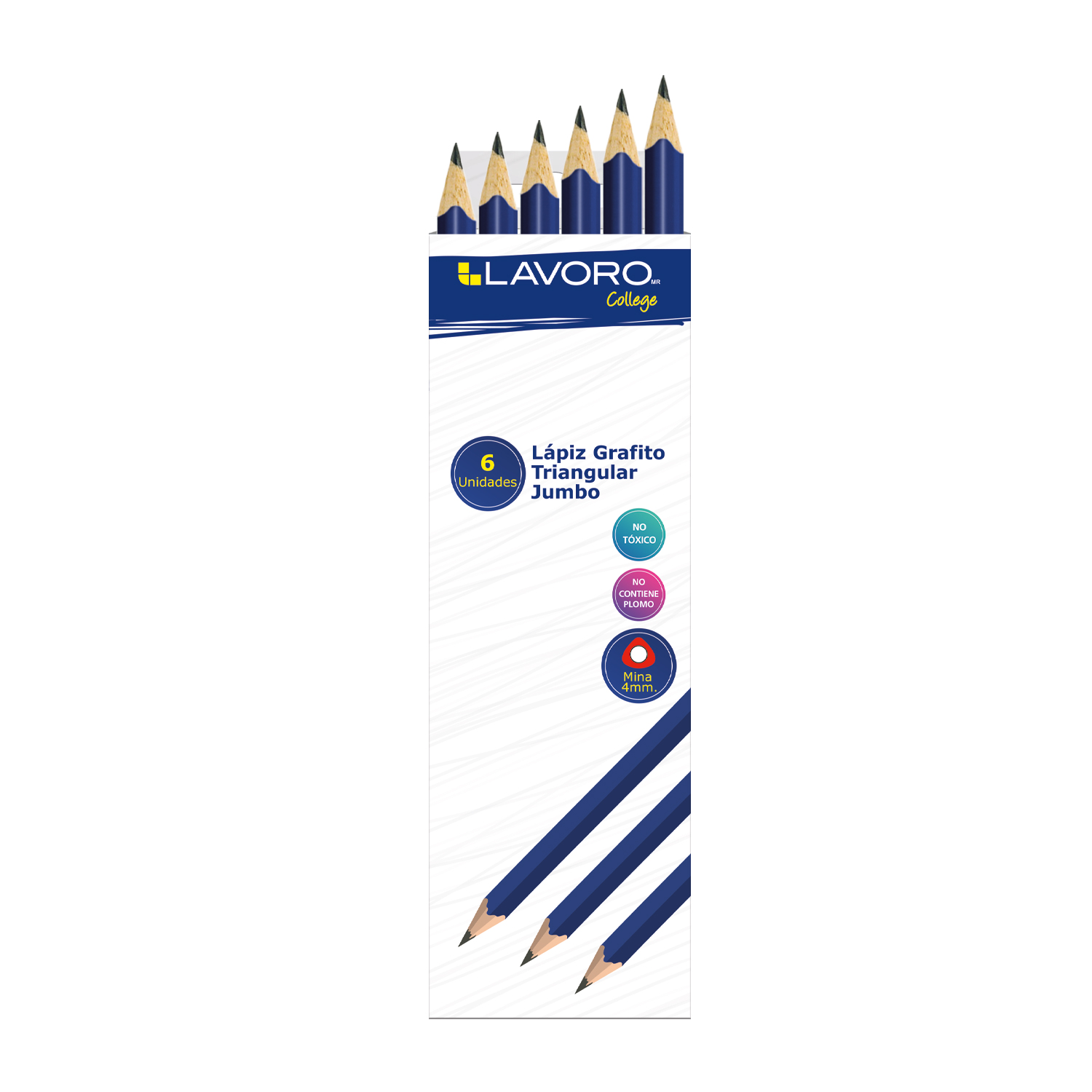 CAJA DE 6 LAPICES GRAFITO 2HB TRIANGULAR JUMBO LAVORO