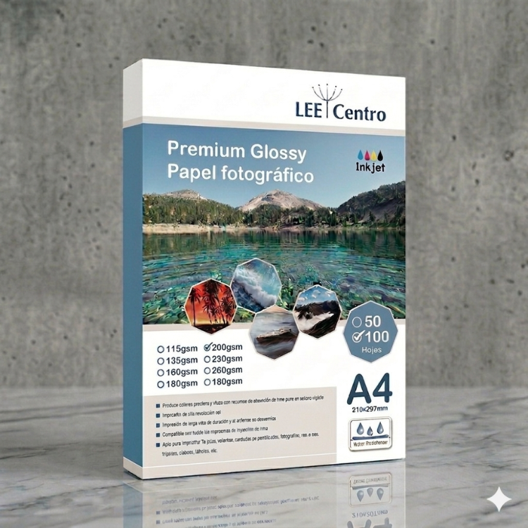 PAPEL FOTOGRAFICO A4 200GSM 100HJS GLOSSY PREMIUM