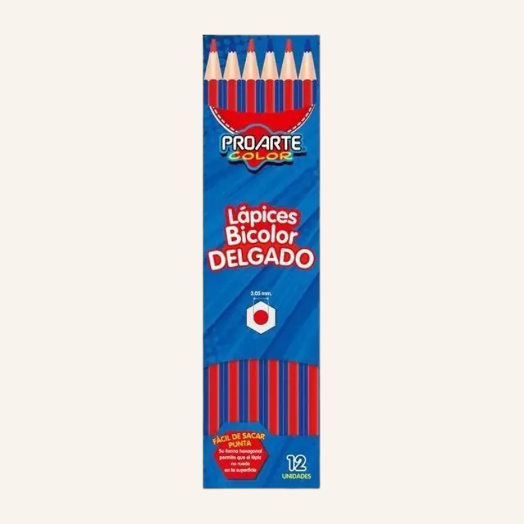 LAPICES BICOLOR PROARTE DELGADO CAJA 12 UNIDADES