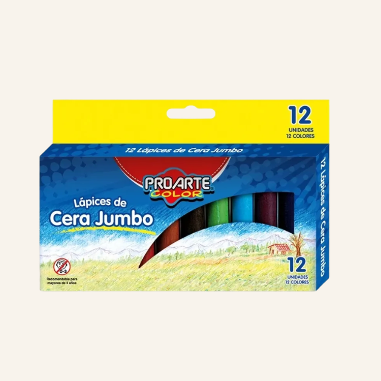 LAPICES CERA PROARTE 12 COLORES EXTRA GRUESOS