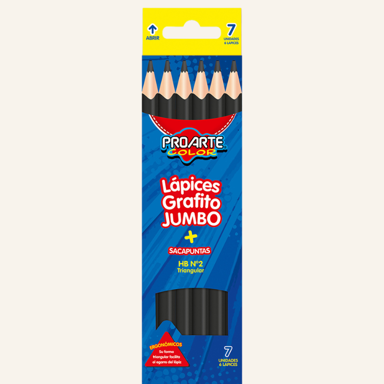 LAPIZ GRAFITO TRIANGULAR 6 UNIDADES JUMBO PROARTE