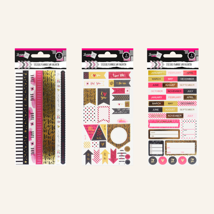 STICKERS PLANNER 2 HOJAS ROMANTICO SURTIDO