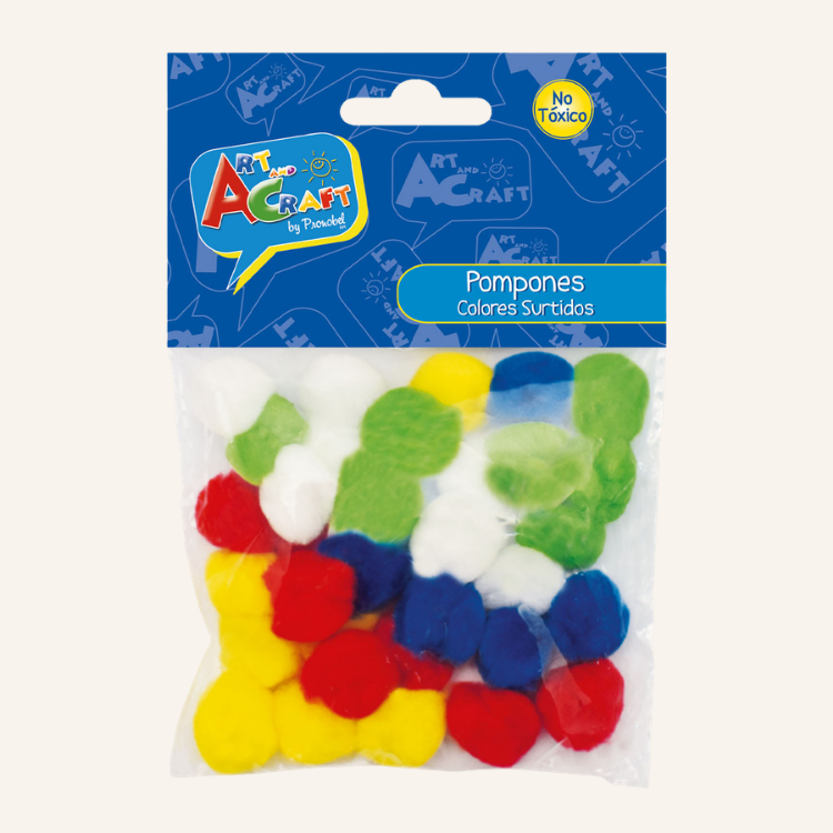 POMPONES 25MM 30 UNIDADES SURTIDAS
