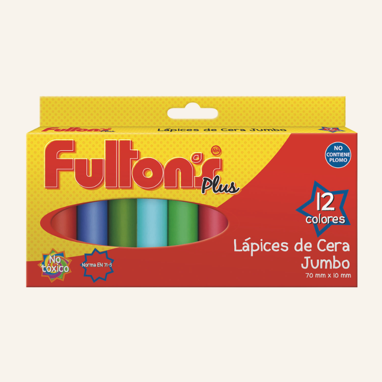 LAPIZ CERA 12 COLORES CORTO JUMBO FULTONS