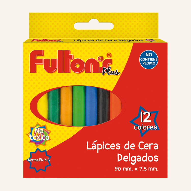 LAPIZ CERA 12 COLORES DELGADOS FULTONS