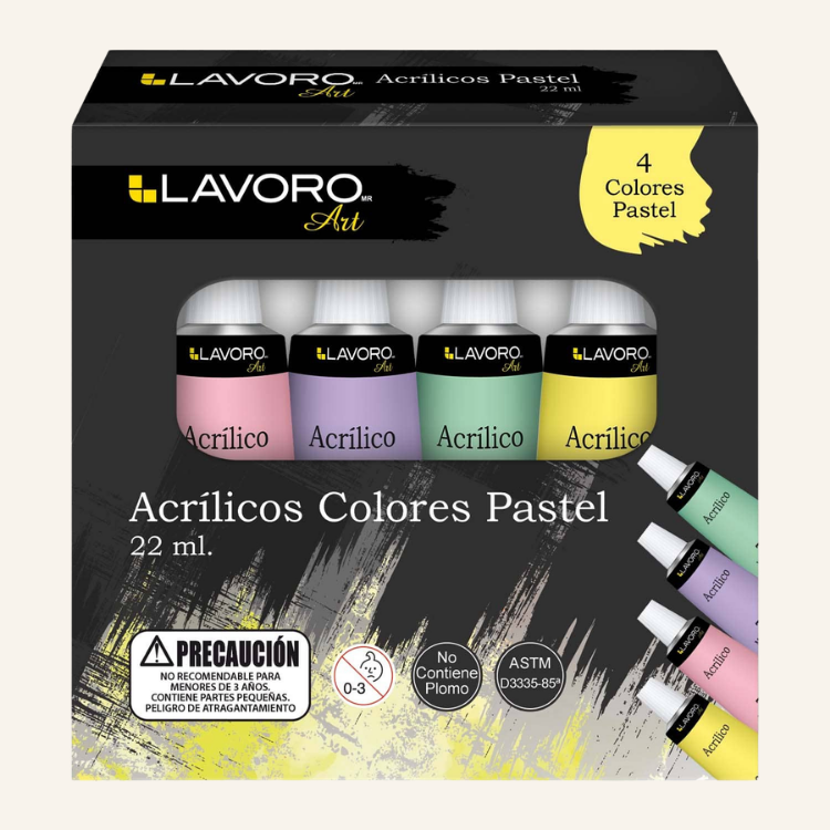 PINTURA ACRILICA 4 COLORES PASTEL 22ML