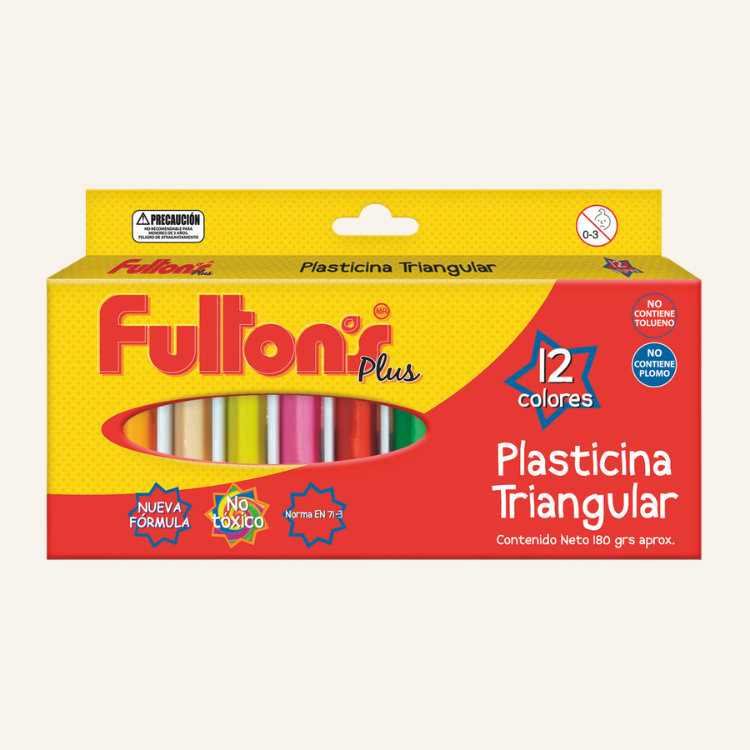 PLASTICINA TRIANGULAR 12 COLORES FULTONS