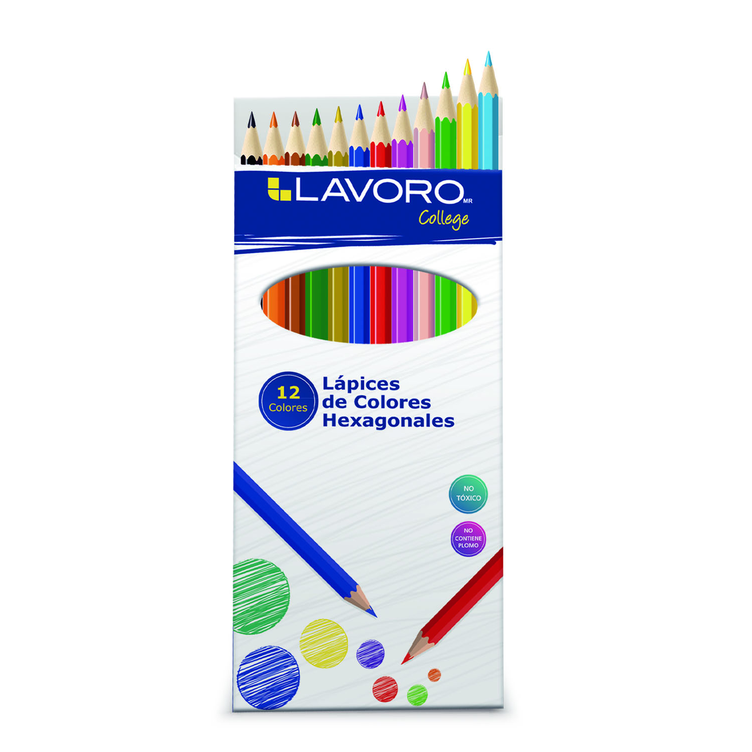 LAPICES DE COLORES LARGOS HEXAGONALES 12 COLORES LAVORO